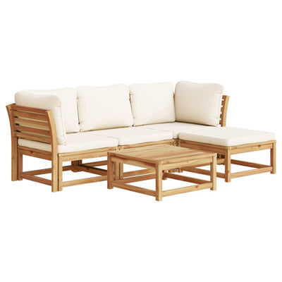 5 Piece Garden Lounge Set with Cushions Solid Wood Acacia Payday Deals