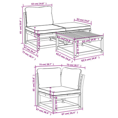 5 Piece Garden Lounge Set with Cushions Solid Wood Acacia Payday Deals