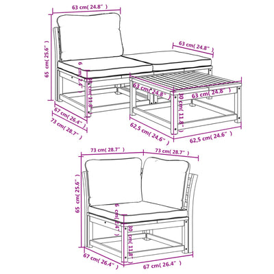 5 Piece Garden Lounge Set with Cushions Solid Wood Acacia Payday Deals
