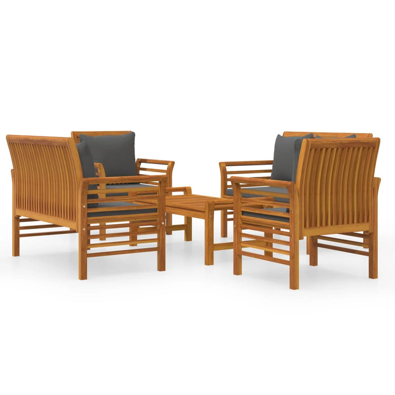 5 Piece Garden Lounge Set with Cushions Solid Wood Acacia Payday Deals