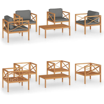 5 Piece Garden Lounge Set with Cushions Solid Wood Teak Payday Deals