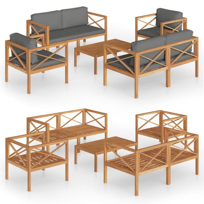 5 Piece Garden Lounge Set with Cushions Solid Wood Teak Payday Deals