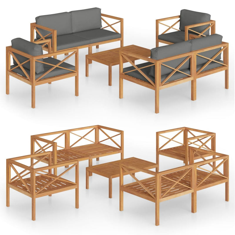 5 Piece Garden Lounge Set with Cushions Solid Wood Teak Payday Deals