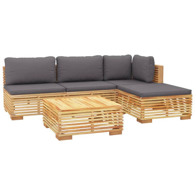 5 Piece Garden Lounge Set with Cushions Solid Wood Teak Payday Deals