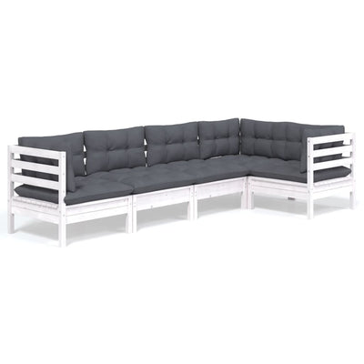 5 Piece Garden Lounge Set with Cushions White Pinewood Payday Deals