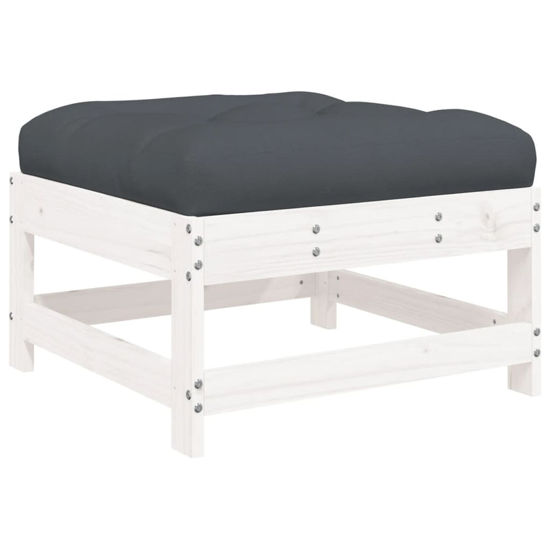 5 Piece Garden Lounge Set with Cushions White Solid Wood Payday Deals