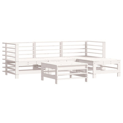 5 Piece Garden Lounge Set with Cushions White Solid Wood Payday Deals