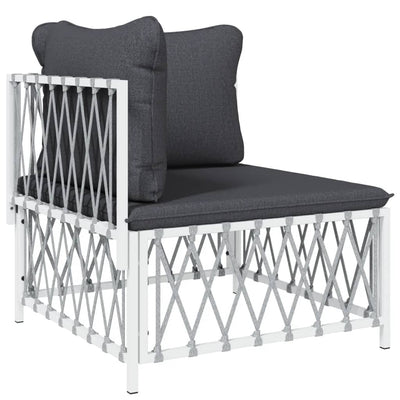 5 Piece Garden Lounge Set with Cushions White Steel Payday Deals