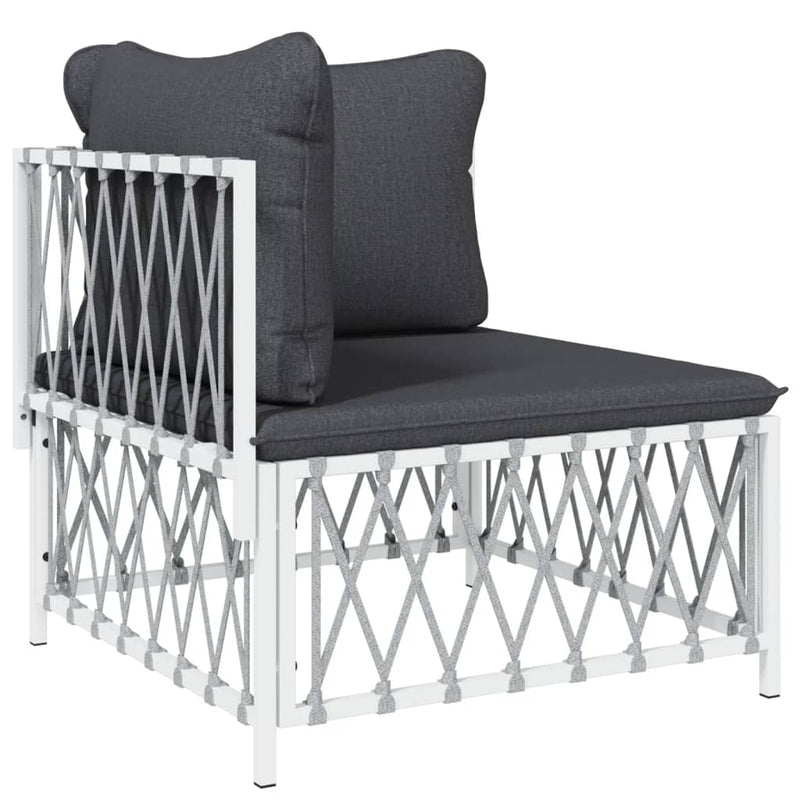 5 Piece Garden Lounge Set with Cushions White Steel Payday Deals