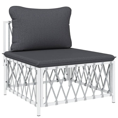 5 Piece Garden Lounge Set with Cushions White Steel Payday Deals