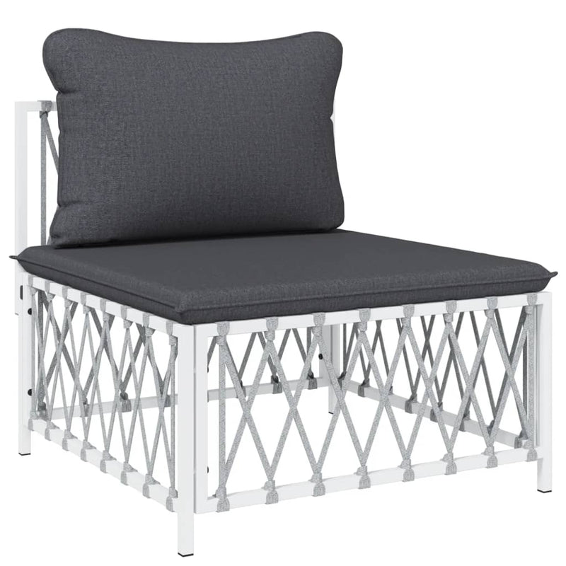 5 Piece Garden Lounge Set with Cushions White Steel Payday Deals