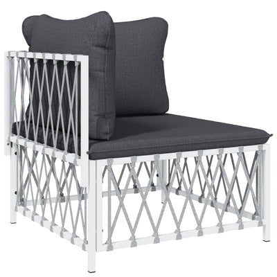 5 Piece Garden Lounge Set with Cushions White Steel Payday Deals
