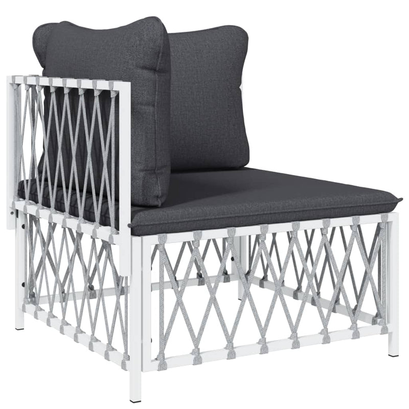 5 Piece Garden Lounge Set with Cushions White Steel Payday Deals
