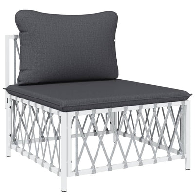 5 Piece Garden Lounge Set with Cushions White Steel Payday Deals