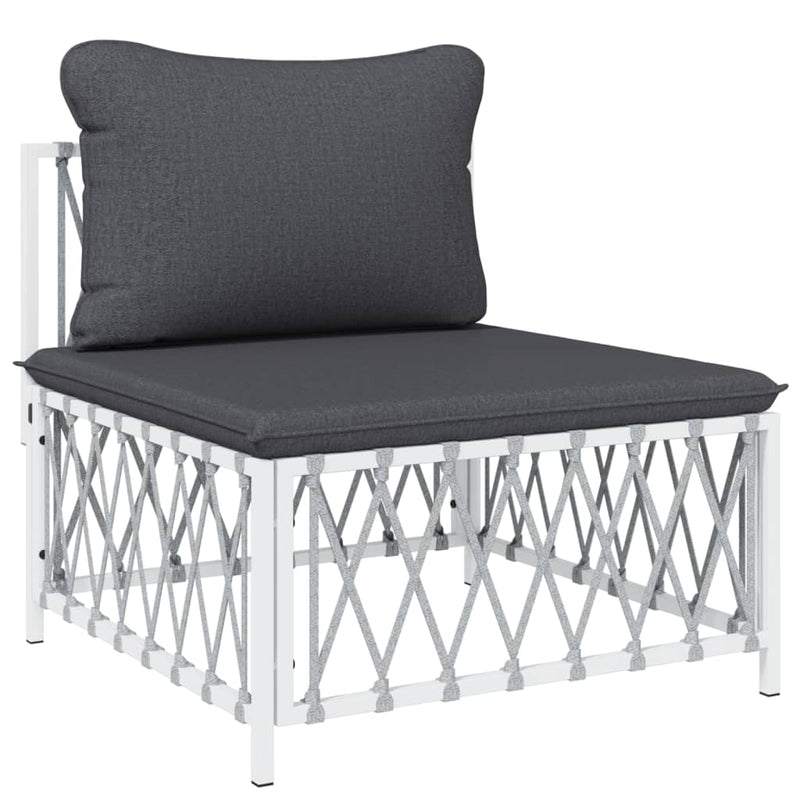 5 Piece Garden Lounge Set with Cushions White Steel Payday Deals
