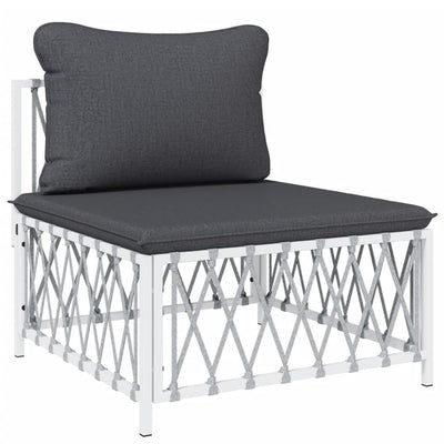 5 Piece Garden Lounge Set with Cushions White Steel Payday Deals