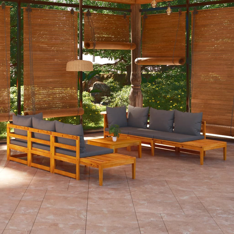 5 Piece Garden Lounge Set with Dark Grey Cushions Acacia Wood Payday Deals