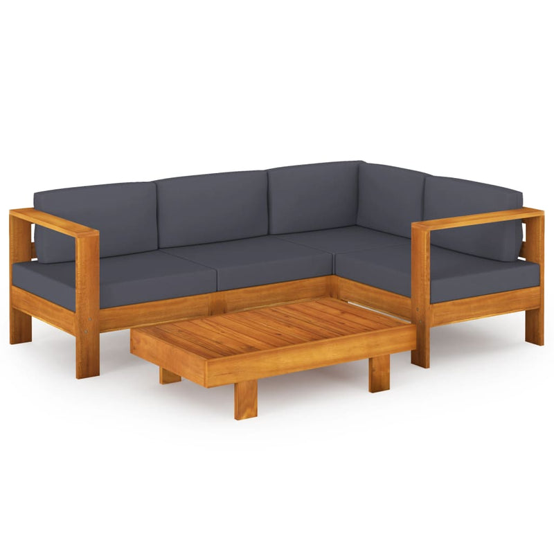 5 Piece Garden Lounge Set with Dark Grey Cushions Acacia Wood Payday Deals