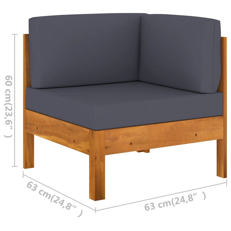 5 Piece Garden Lounge Set with Dark Grey Cushions Acacia Wood Payday Deals