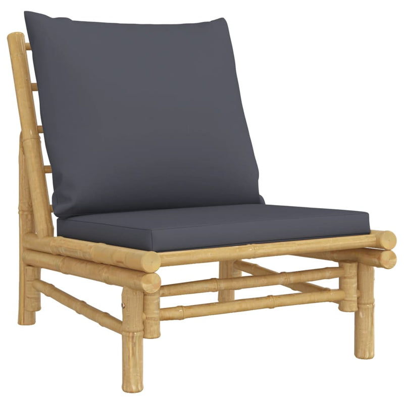 5 Piece Garden Lounge Set with Dark Grey Cushions Bamboo Payday Deals