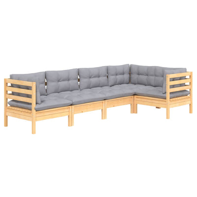 5 Piece Garden Lounge Set with Grey Cushions Pinewood Payday Deals