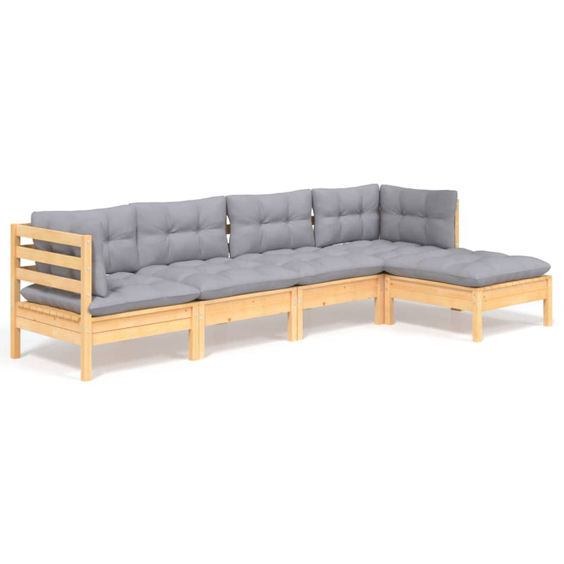 5 Piece Garden Lounge Set with Grey Cushions Pinewood Payday Deals