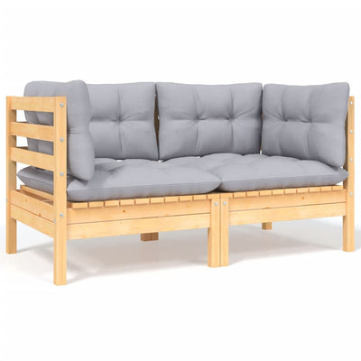5 Piece Garden Lounge Set with Grey Cushions Solid Pinewood Payday Deals
