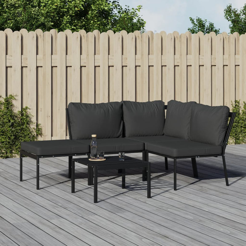 5 Piece Garden Lounge Set with Grey Cushions Steel Payday Deals