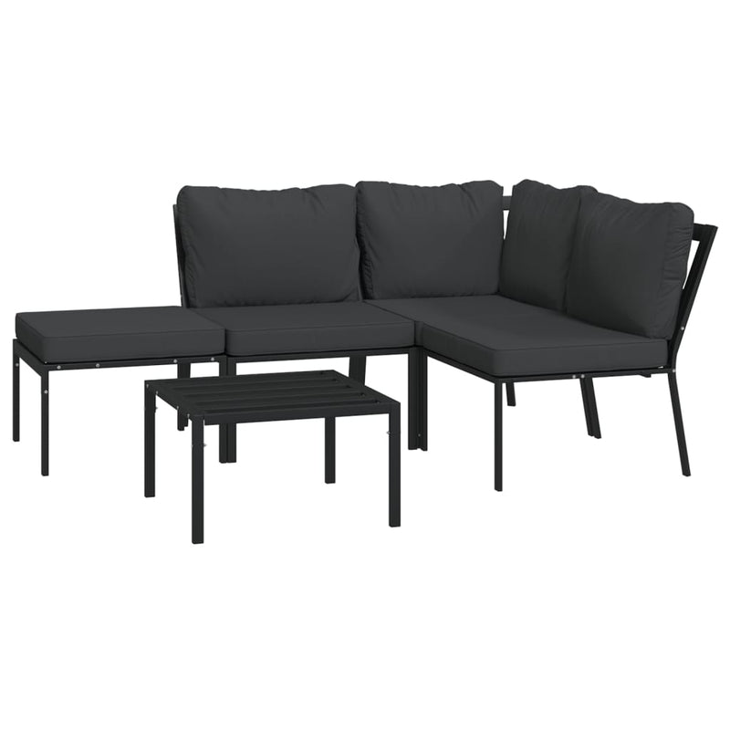 5 Piece Garden Lounge Set with Grey Cushions Steel Payday Deals