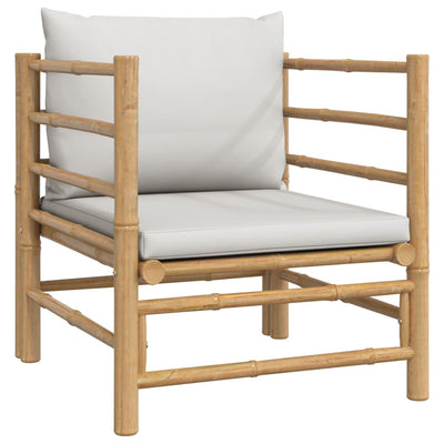 5 Piece Garden Lounge Set with Light Grey Cushions Bamboo Payday Deals