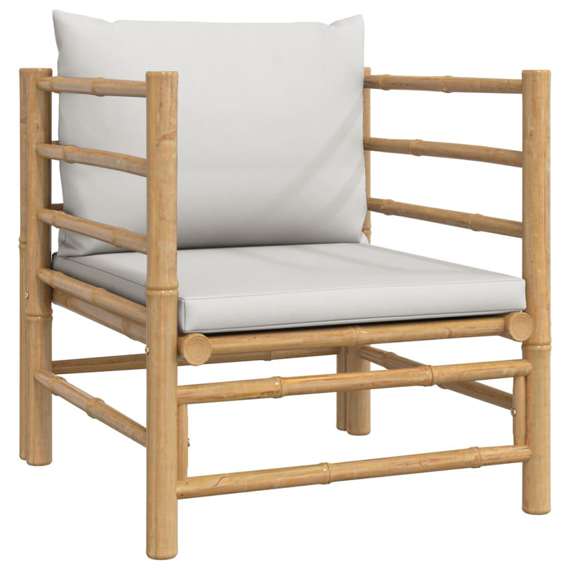 5 Piece Garden Lounge Set with Light Grey Cushions Bamboo Payday Deals