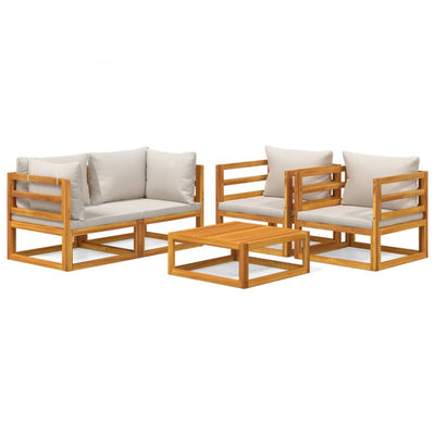 5 Piece Garden Lounge Set with Light Grey Cushions Solid Wood Payday Deals