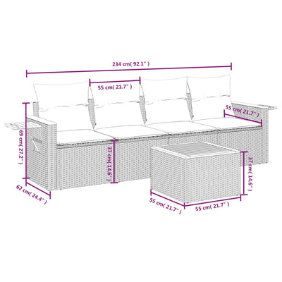 5 Piece Garden Sofa Set with Cushions Beige Poly Rattan Payday Deals