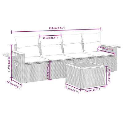 5 Piece Garden Sofa Set with Cushions Beige Poly Rattan Payday Deals