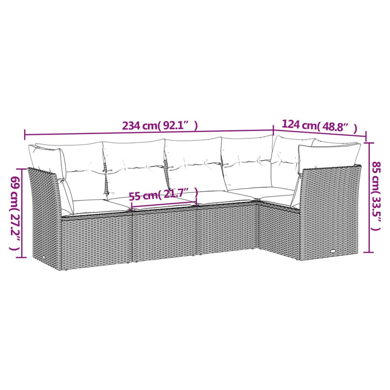 5 Piece Garden Sofa Set with Cushions Beige Poly Rattan Payday Deals