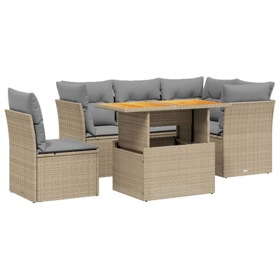 5 Piece Garden Sofa Set with Cushions Beige Poly Rattan Payday Deals