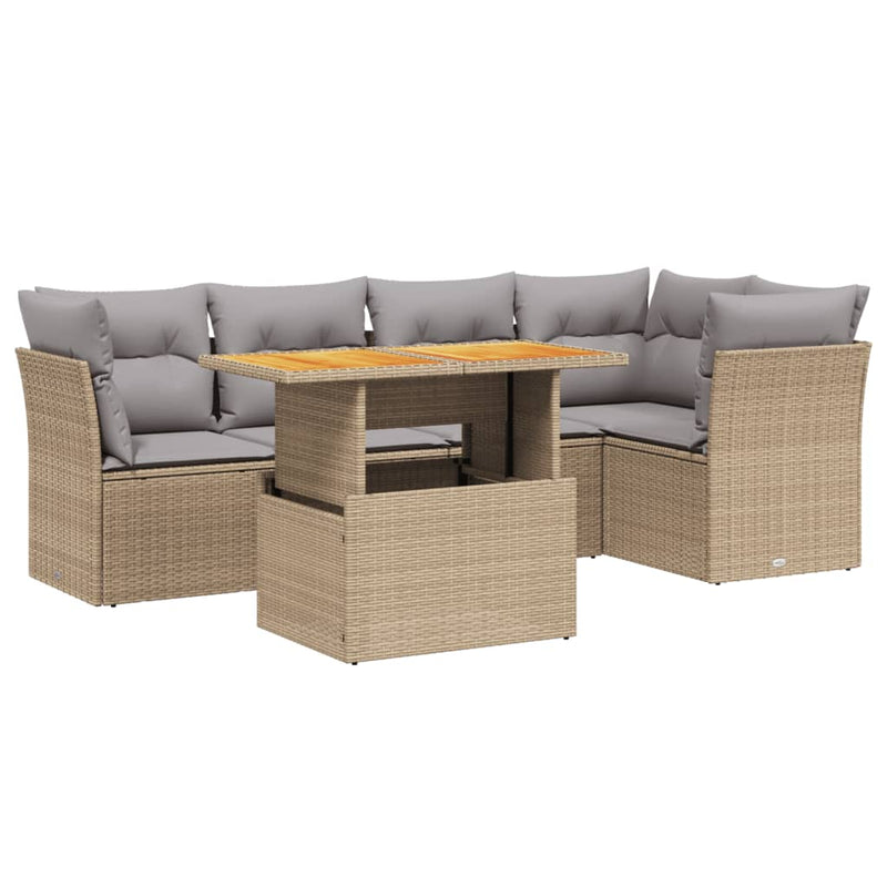 5 Piece Garden Sofa Set with Cushions Beige Poly Rattan Payday Deals