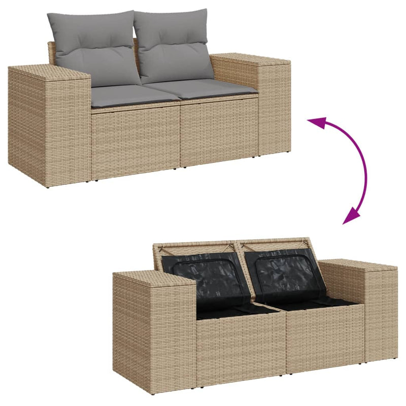 5 Piece Garden Sofa Set with Cushions Beige Poly Rattan Payday Deals