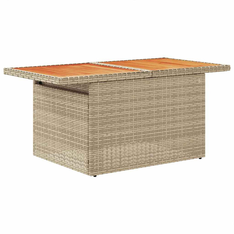 5 Piece Garden Sofa Set with Cushions Beige Poly Rattan Acacia Payday Deals