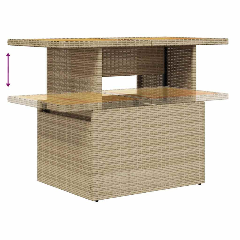 5 Piece Garden Sofa Set with Cushions Beige Poly Rattan Acacia Payday Deals
