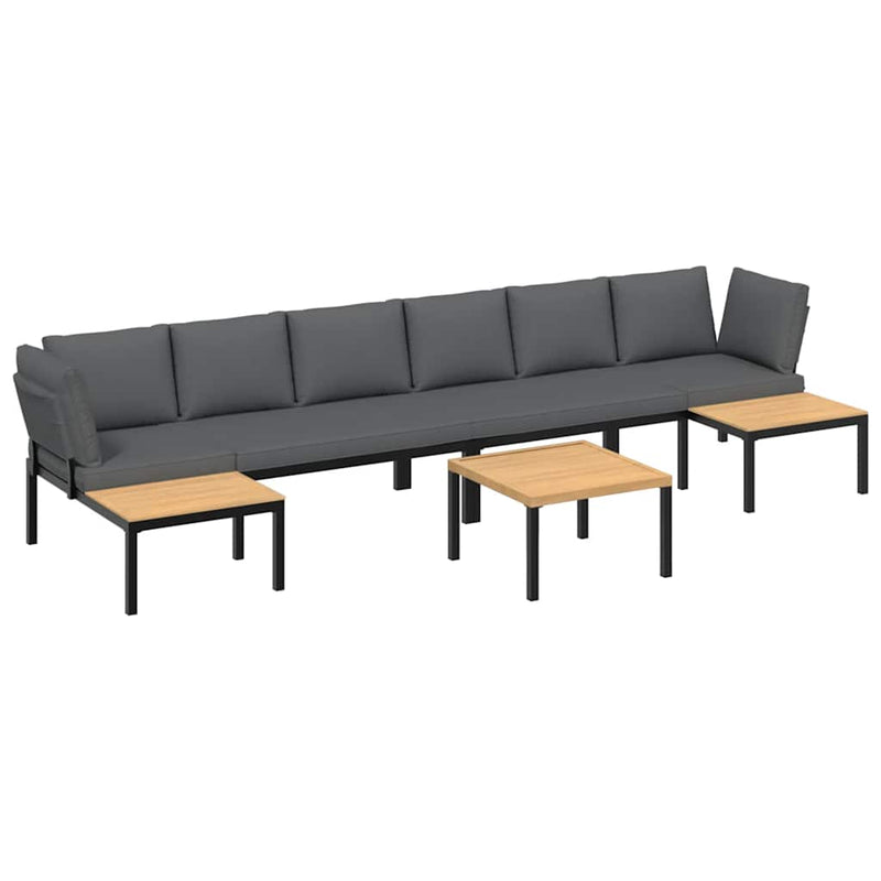 5 Piece Garden Sofa Set with Cushions Black Aluminium Payday Deals