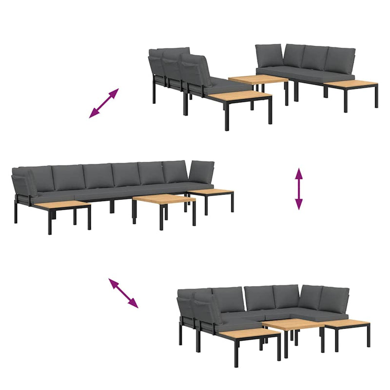 5 Piece Garden Sofa Set with Cushions Black Aluminium Payday Deals
