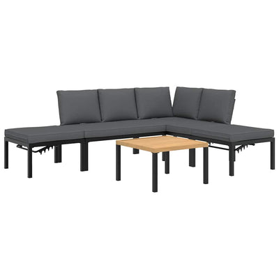 5 Piece Garden Sofa Set with Cushions Black Aluminium Payday Deals