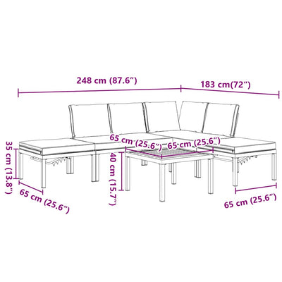 5 Piece Garden Sofa Set with Cushions Black Aluminium Payday Deals