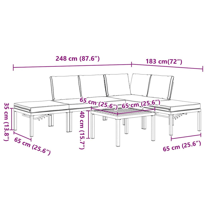5 Piece Garden Sofa Set with Cushions Black Aluminium Payday Deals