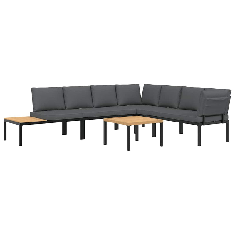 5 Piece Garden Sofa Set with Cushions Black Aluminium Payday Deals
