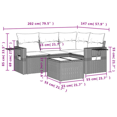 5 Piece Garden Sofa Set with Cushions Black Poly Rattan Payday Deals