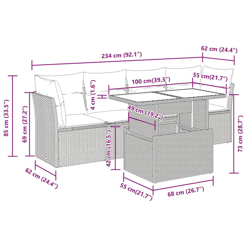 5 Piece Garden Sofa Set with Cushions Black Poly Rattan Payday Deals