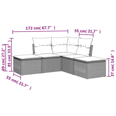 5 Piece Garden Sofa Set with Cushions Black Poly Rattan Payday Deals