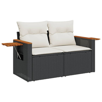 5 Piece Garden Sofa Set with Cushions Black Poly Rattan Payday Deals